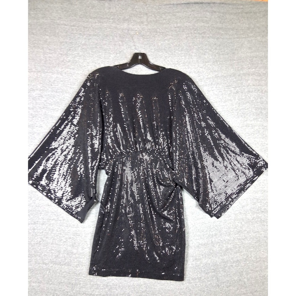Guess Womens Dress Small Black Sheath Kimono‎ Sequin Tiana Party Cocktail Formal